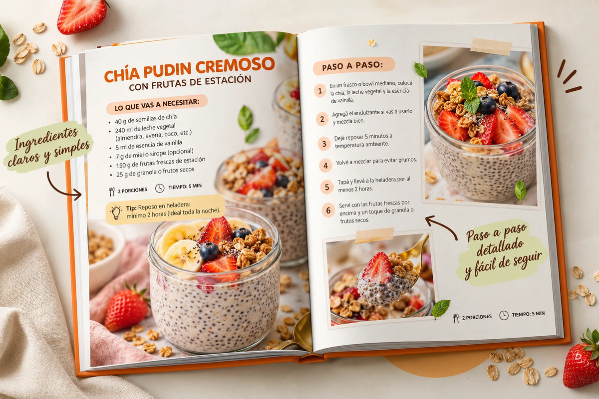 Vista interior del ebook de recetas saludables Rico y Sano ARG